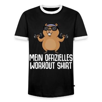 Mon t-shirt officiel de sport Capybara Gym - T-shirt contrasté Homme - noir/blanc - Devant - AI Model Female 172 light (172cm) & AI Model Male 178 light (178cm)