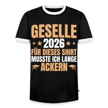 Journeyman 2026 Lange Ackern - training passed - Men's Ringer Shirt - black/white - Front - AI Model Female 172 light (172cm) & AI Model Male 178 light (178cm)