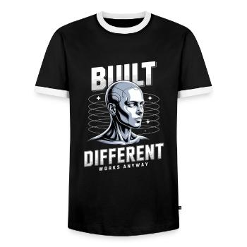 Neurodivergent Neurodiversity Built Differend - Men's Ringer Shirt - black/white - Front - AI Model Female 172 light (172cm) & AI Model Male 178 light (178cm)