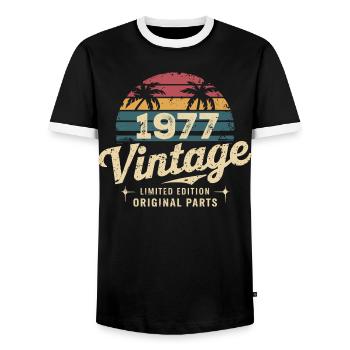 Großartig seit 1977 1977 Geburtstagsgeschenk - Männer Kontrast-T-Shirt - Schwarz/Weiß - Vorne - AI Model Female 172 light (172cm) & AI Model Male 178 light (178cm)