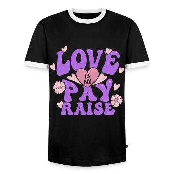 Caregiver Caregiver Geriatric Care Love Is My Pay Raise - Men's Ringer Shirt - black/white - Front - AI Model Female 172 light (172cm) & AI Model Male 178 light (178cm)