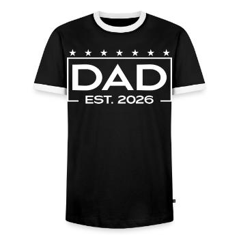 Dad 2026 Loading – Est. 2026 Design for Dads - Men's Ringer Shirt - black/white - Front - AI Model Female 172 light (172cm) & AI Model Male 178 light (178cm)