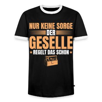 Geselle regelt das - Ausbildung bestanden - Männer Kontrast-T-Shirt - Schwarz/Weiß - Vorne - AI Model Female 172 light (172cm) & AI Model Male 178 light (178cm)