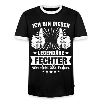 Légende de l’escrimeur - T-shirt contrasté Homme - noir/blanc - Devant - AI Model Female 172 light (172cm) & AI Model Male 178 light (178cm)