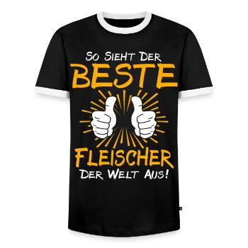 Idée cadeau boucher - T-shirt contrasté Homme - noir/blanc - Devant - AI Model Female 172 light (172cm) & AI Model Male 178 light (178cm)