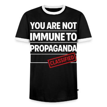 pas à l’abri de la propagande - T-shirt contrasté Homme - noir/blanc - Devant - AI Model Female 172 light (172cm) & AI Model Male 178 light (178cm)