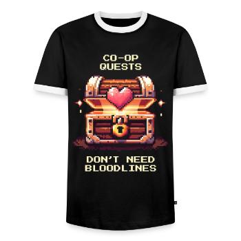 Co-Op-Quests ohne Blutlinie | Patchworkfamilie - Männer Kontrast-T-Shirt - Schwarz/Weiß - Vorne - AI Model Female 172 light (172cm) & AI Model Male 178 light (178cm)