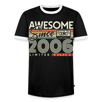 2006 Vintage Retro 20th Birthday Gift - Men's Ringer Shirt - black/white - Front - AI Model Female 172 light (172cm) & AI Model Male 178 light (178cm)