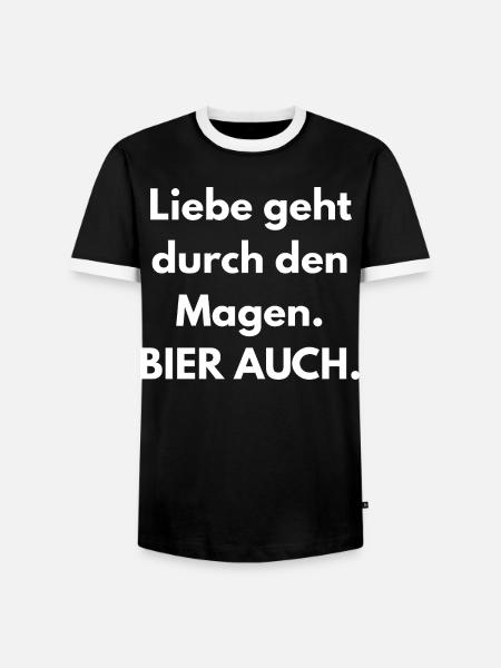 L’amour traverse l’estomac. La bière aussi. - T-shirt contrasté Homme - noir/blanc