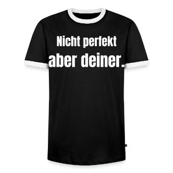 Pas parfait – mais le vôtre. - T-shirt contrasté Homme - noir/blanc - Devant - AI Model Female 172 light (172cm) & AI Model Male 178 light (178cm)