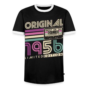 70e anniversaire 1956 Vintage Born Retro - T-shirt contrasté Homme - noir/blanc - Devant - AI Model Female 172 light (172cm) & AI Model Male 178 light (178cm)