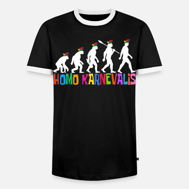 Homo Carnival | Évolution des Fous, Engraissé - T-shirt contrasté Homme - noir/blanc