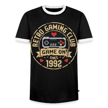Vintage 1992 Birthday 1992 Gift 1992 - Men's Ringer Shirt - black/white - Front - AI Model Female 172 light (172cm) & AI Model Male 178 light (178cm)