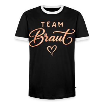 Fête de garçon T-shirt féminin Équipe de célibataires Mariée - T-shirt contrasté Homme - noir/blanc - Devant - AI Model Female 172 light (172cm) & AI Model Male 178 light (178cm)