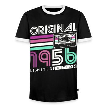 70e anniversaire 1956 Vintage Born Retro - T-shirt contrasté Homme - noir/blanc - Devant - AI Model Female 172 light (172cm) & AI Model Male 178 light (178cm)