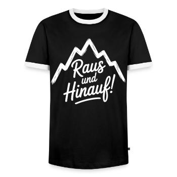 Nix wie raus – Freiheit in den Bergen - Männer Kontrast-T-Shirt - Schwarz/Weiß - Vorne - AI Model Female 172 light (172cm) & AI Model Male 178 light (178cm)