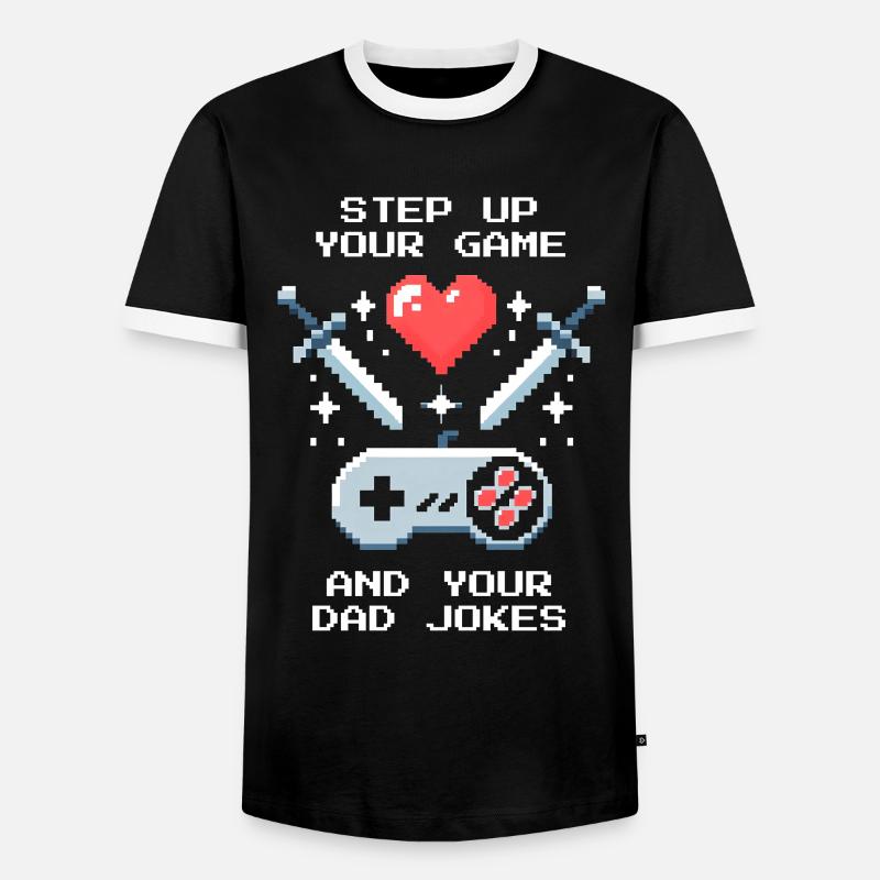 Level up & Papa-Witze | Bonuspapa Patchwork - Männer Kontrast-T-Shirt - Schwarz/Weiß