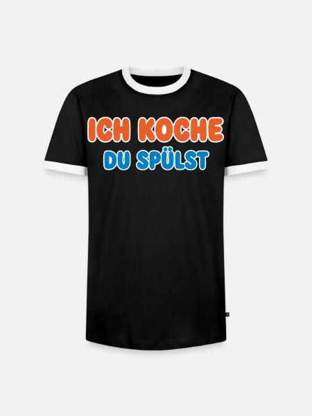 Ich Koche Du Spülst Kuechenspruch - Männer Kontrast-T-Shirt - Schwarz/Weiß