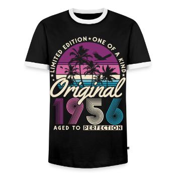 70e anniversaire 1956 Vintage Born Retro - T-shirt contrasté Homme - noir/blanc - Devant - AI Model Female 172 light (172cm) & AI Model Male 178 light (178cm)