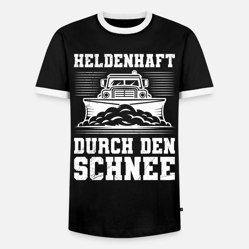 Schneeräumen HELDENHAFT DURCH DEN SCHNEE - Männer Kontrast-T-Shirt - Schwarz/Weiß