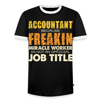 Buchhalterheld: Wunderwerk-Jobtitel - Men's Ringer Shirt - black/white - Front - AI Model Female 172 light (172cm) & AI Model Male 178 light (178cm)