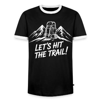 Trail-Abenteuer: Bergwandern - Männer Kontrast-T-Shirt - Schwarz/Weiß - Vorne - AI Model Female 172 light (172cm) & AI Model Male 178 light (178cm)