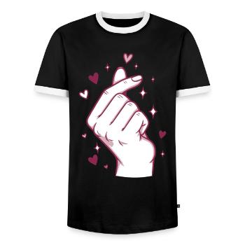 Kpop Koreanische Musik Niedliche Finger Herz Liebe Korea - Männer Kontrast-T-Shirt - Schwarz/Weiß - Vorne - AI Model Female 172 light (172cm) & AI Model Male 178 light (178cm)