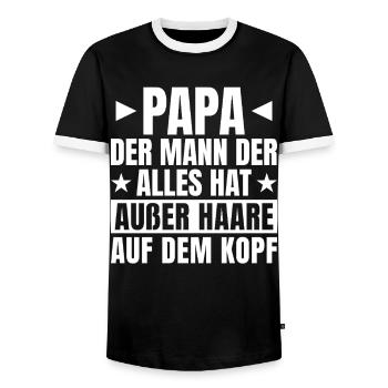 Papa chauve qui dit la fête des pères - T-shirt contrasté Homme - noir/blanc - Devant - AI Model Female 172 light (172cm) & AI Model Male 178 light (178cm)