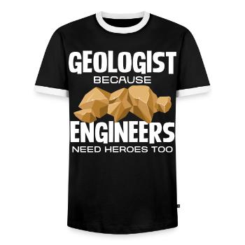 Geologist Held: Engineers need heroes - Men's Ringer Shirt - black/white - Front - AI Model Female 172 light (172cm) & AI Model Male 178 light (178cm)