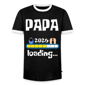 Papa 2026 Chargement - T-shirt contrasté Homme - noir/blanc - Devant - AI Model Female 172 light (172cm) & AI Model Male 178 light (178cm)
