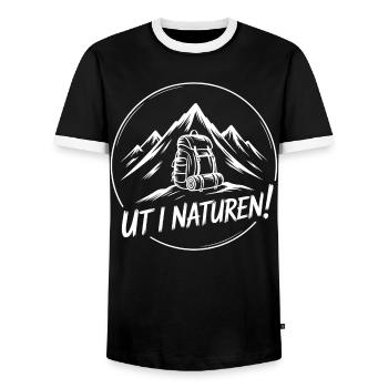 Adventure Backpacking Hiking - Men's Ringer Shirt - black/white - Front - AI Model Female 172 light (172cm) & AI Model Male 178 light (178cm)