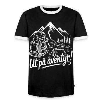 Adventure Backpacking Hiking – Outdoor - Men's Ringer Shirt - black/white - Front - AI Model Female 172 light (172cm) & AI Model Male 178 light (178cm)