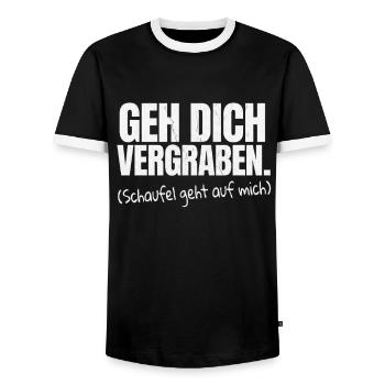 Go Bury You Sarcasm Saying - Men's Ringer Shirt - black/white - Front - AI Model Female 172 light (172cm) & AI Model Male 178 light (178cm)