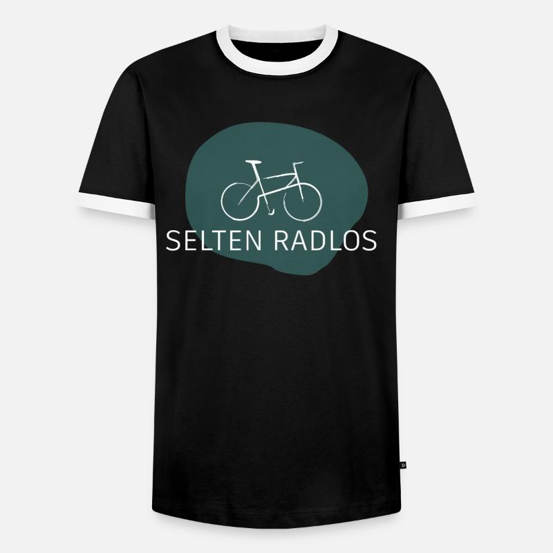 Rarely Wheelless – Pun Bicycle Saying - Men's Ringer Shirt - black/white