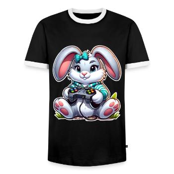 Jeux de Pâques - T-shirt contrasté Homme - noir/blanc - Devant - AI Model Female 172 light (172cm) & AI Model Male 178 light (178cm)