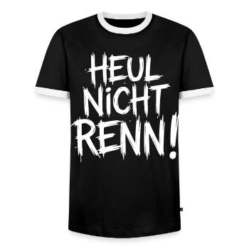 Heul nicht Renn! - Männer Kontrast-T-Shirt - Schwarz/Weiß - Vorne - AI Model Female 172 light (172cm) & AI Model Male 178 light (178cm)