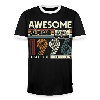 Cadeau rétro pour le 30e anniversaire 1996 - T-shirt contrasté Homme - noir/blanc - Devant - AI Model Female 172 light (172cm) & AI Model Male 178 light (178cm)