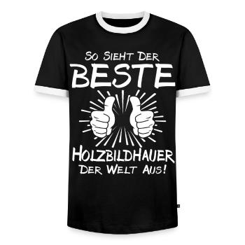 Best Wood Sculptor - Men's Ringer Shirt - black/white - Front - AI Model Female 172 light (172cm) & AI Model Male 178 light (178cm)