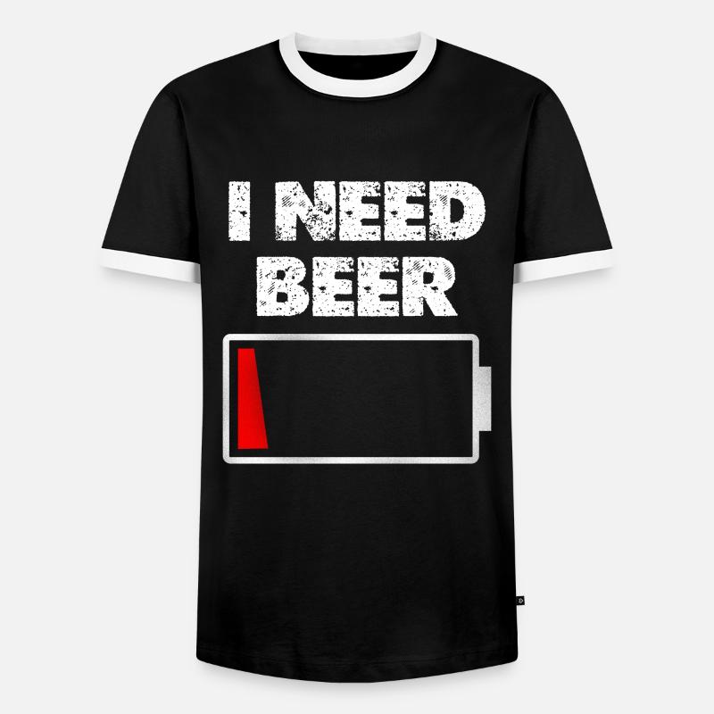 I Need Beer – Battery empty - Men's Ringer Shirt - black/white