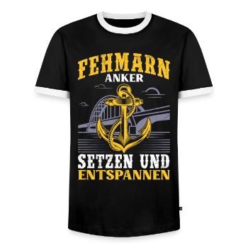 Sailor FEHMARN ANCHOR AND RELAX Funny - Men's Ringer Shirt - black/white - Front - AI Model Female 172 light (172cm) & AI Model Male 178 light (178cm)