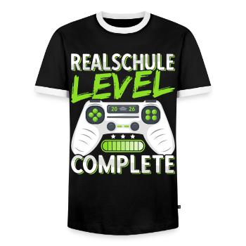 Realschule Abschluss 2026 Realschulabschluss Junge - Männer Kontrast-T-Shirt - Schwarz/Weiß - Vorne - AI Model Female 172 light (172cm) & AI Model Male 178 light (178cm)