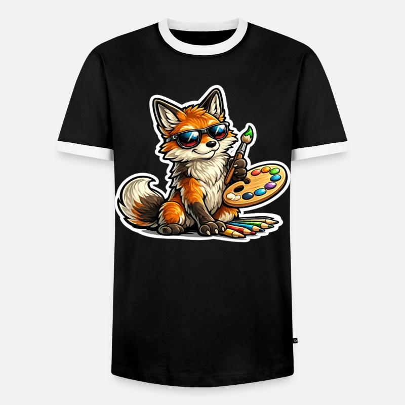 Naughty Fox Painter with Palette - Men's Ringer Shirt - black/white