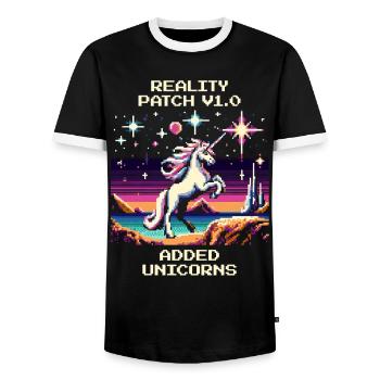 Reality Patch 1.0 | Unicorns added - Men's Ringer Shirt - black/white - Front - AI Model Female 172 light (172cm) & AI Model Male 178 light (178cm)