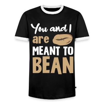 You and Me: Bean Saying - Men's Ringer Shirt - black/white - Front - AI Model Female 172 light (172cm) & AI Model Male 178 light (178cm)