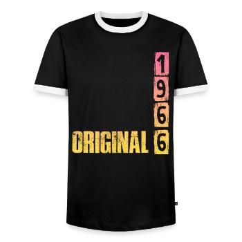 Original 1966 - T-shirt contrasté Homme - noir/blanc - Devant - AI Model Female 172 light (172cm) & AI Model Male 178 light (178cm)