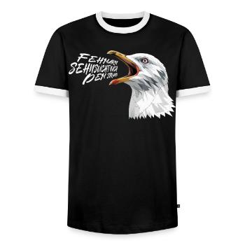 FEHMARN LONGING FOR THE SEA Funny - Men's Ringer Shirt - black/white - Front - AI Model Female 172 light (172cm) & AI Model Male 178 light (178cm)