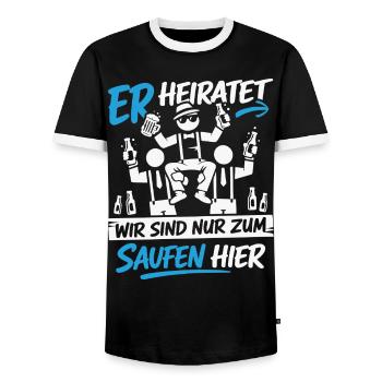 Bachelor Party Men's T-Shirt Bachelor Party Costume - Men's Ringer Shirt - black/white - Front - AI Model Female 172 light (172cm) & AI Model Male 178 light (178cm)