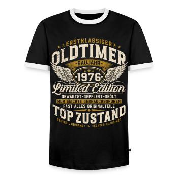 50. Geburtstag 1976 Oldtimer Geschenk Retro - Männer Kontrast-T-Shirt - Schwarz/Weiß - Vorne - AI Model Female 172 light (172cm) & AI Model Male 178 light (178cm)