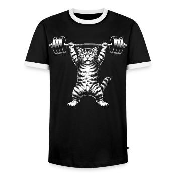 Gewichtheber Fitness Kraftsport Bodybuilder - Männer Kontrast-T-Shirt - Schwarz/Weiß - Vorne - AI Model Female 172 light (172cm) & AI Model Male 178 light (178cm)