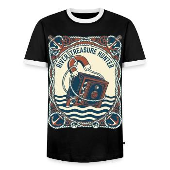  Magnetfischen Fluss Schatzsucher - Männer Kontrast-T-Shirt - Schwarz/Weiß - Vorne - AI Model Female 172 light (172cm) & AI Model Male 178 light (178cm)